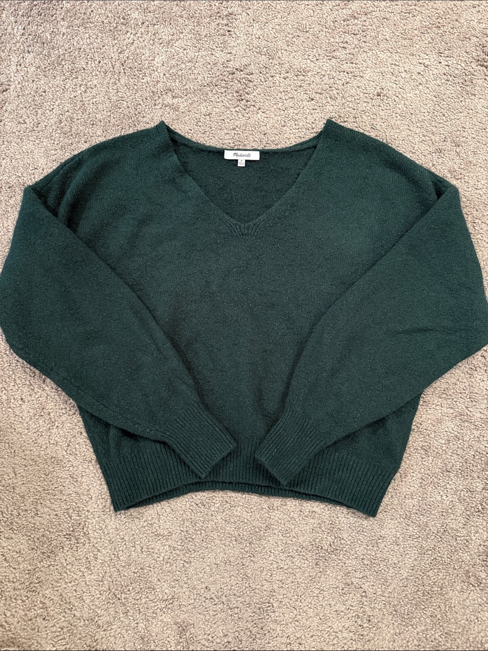 Madewell Dark Green V-Neck Pullover Sweater